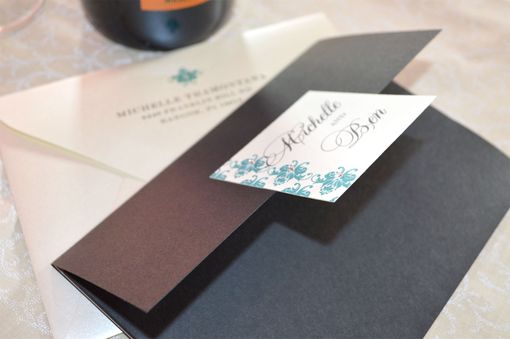 Custom Made Bella Blu Damask Wedding Invitation Suite