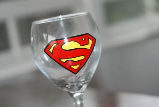Custom Made Hand Painted Superman Wine Glasses- Set Of 4