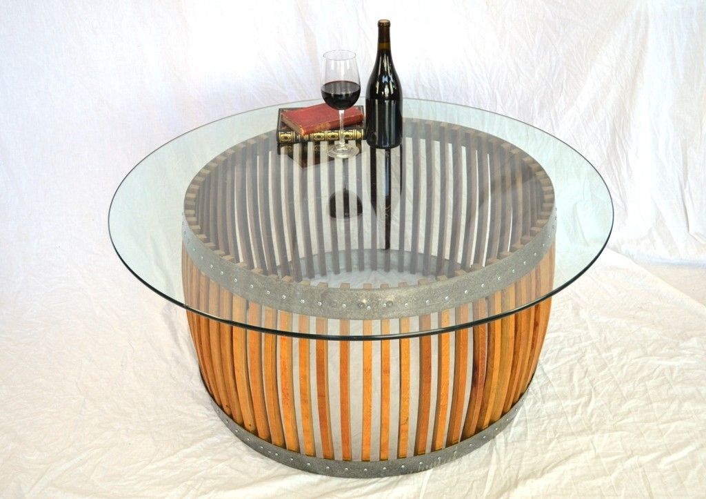 Round wine barrel on sale coffee table