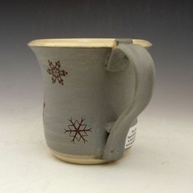 Custom Made Pottery Snowflake Mug In Light Blue And White