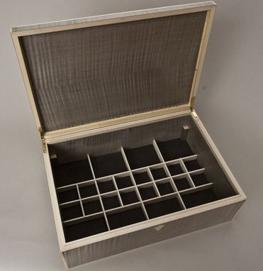 Custom Made Silver Curly Maple Art Deco Jewelry Box