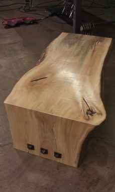 Custom Made Steel And Wood Waterfall Coffee Table...