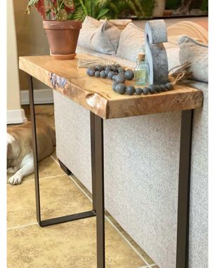 Custom Made Foundry Console Table - Solid Maple, Modern Farmhouse Console Table With Shelf
