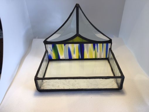 Custom Made 3" X 5" Glue Chip And Multi-Colored Stained Glass Soap Dish