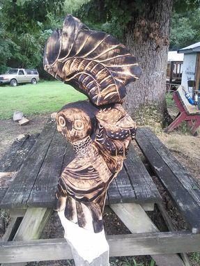 Custom Made Wood Sculpture Of A Owl Wall Hanging
