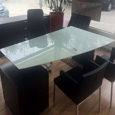 Custom Made Avenue Curved Glass Top Executive Office Desk - Customize Desks