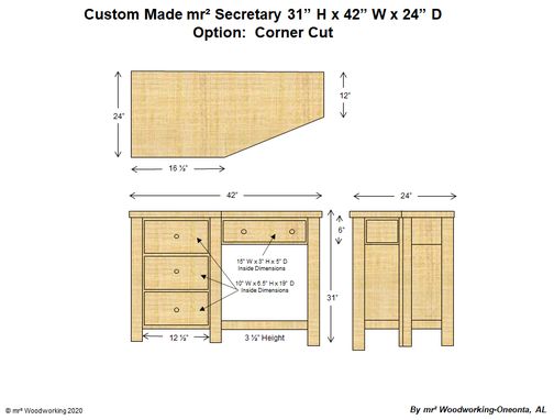 Custom Made Mr² Secretary Desk Available In Pine And Different Hardwoods
