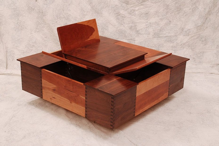 Hand Made Cherry And Walnut Coffee Table With Storage by Jg Custom