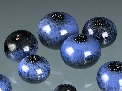 Custom Made Realistic Glass Ripe Blueberry Sculpture, Life-Sized