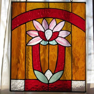Custom Made Art Deco Lily Stained Glass Window