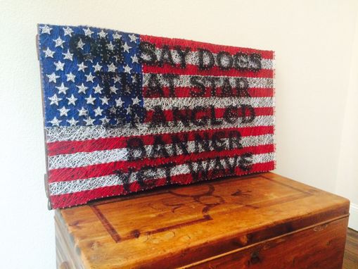 Custom Made "Patriotic America” 46x26 Threaded Flag On Recycled Pallet