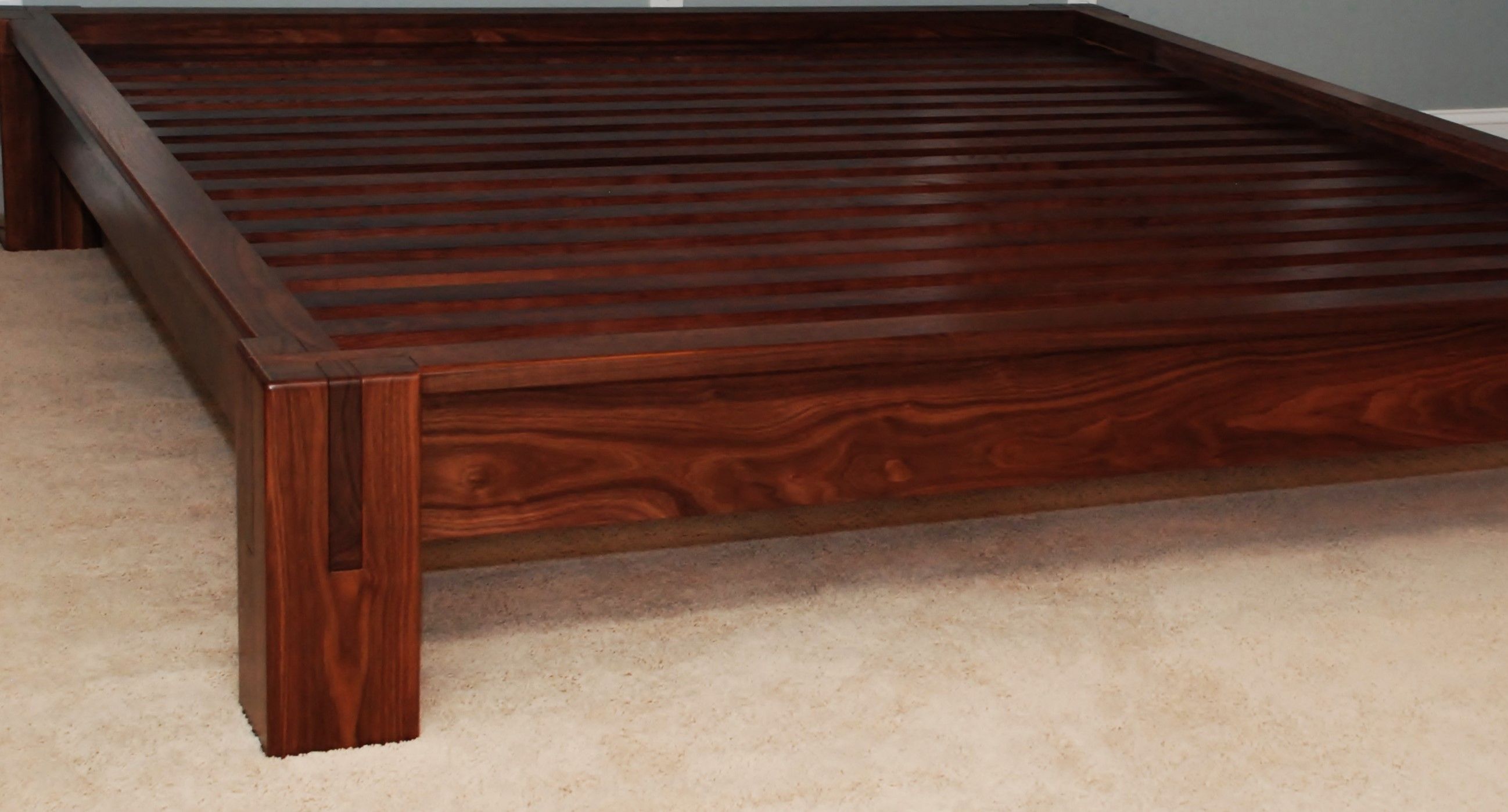 Hand Crafted Slatted Platform Bed Walnut by Belak Woodworking LLC