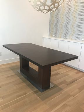 Custom Made Modern Expanding Pedestal Table In Espresso White Oak