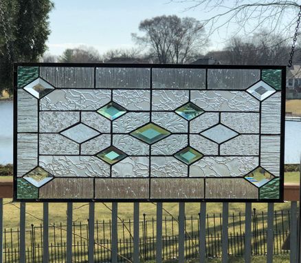 Custom Made Stained Glass Window Panel Geometric With Bevels Window Hanging