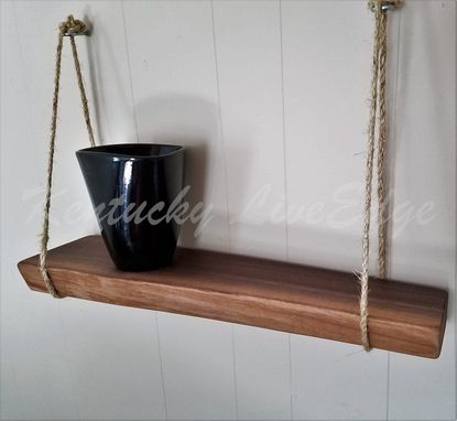 Custom Made Natural Wood Shelf- Hanging Shelf- Live Edge Shelf- Walnut- Reclaimed Wood- Solid Wood Shelf
