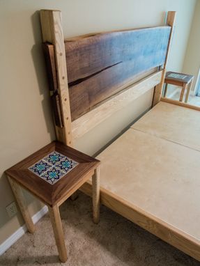 Custom Made Bed, King Size - Ash, Oak And Walnut Flitch With Matching Nightstands.