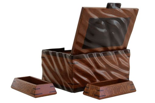 Custom Made Sculpted Men's Valet & Watch Box | Solid Lacewood And Wenge