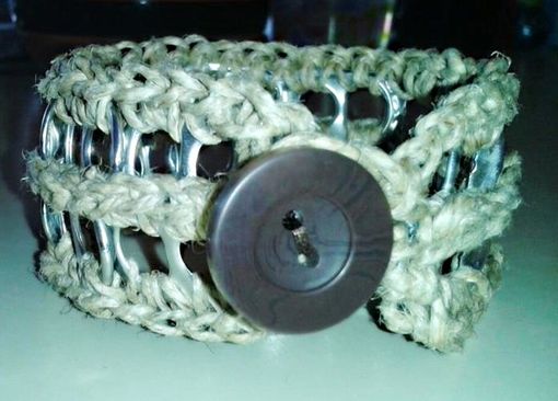 Custom Made Crocheted Button Pop Tab Cuff Bracelets