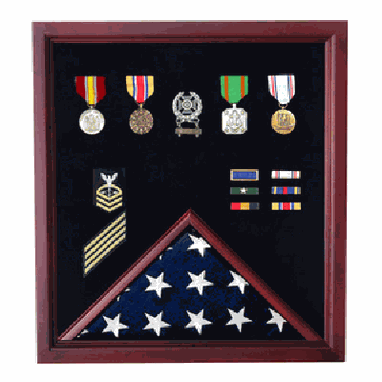 Custom Made Military Flag And Medal Display Case - Shadow Box