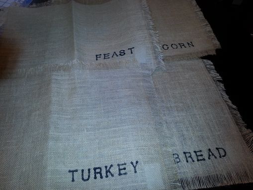 Custom Made 13 X 19 Burlap Place-Mats In Neutral Color...Fringed Edges