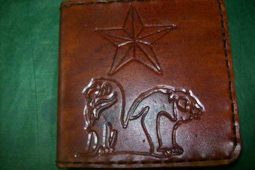 Custom Made Custom Leather Basic Wallet With Bear And Lion Design