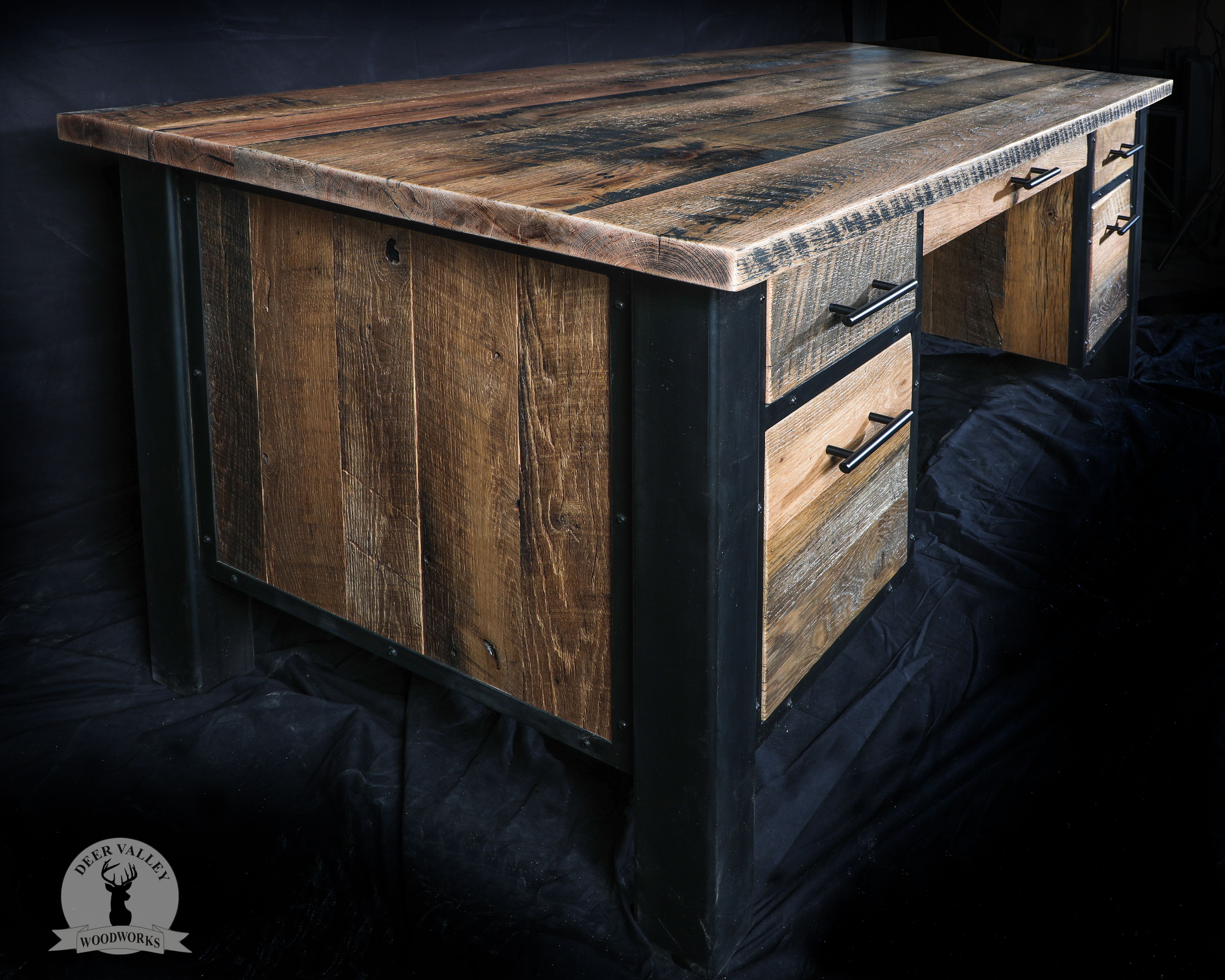 Buy Hand Crafted Reclaimed Barnwood Executive Desk, made to order from ...