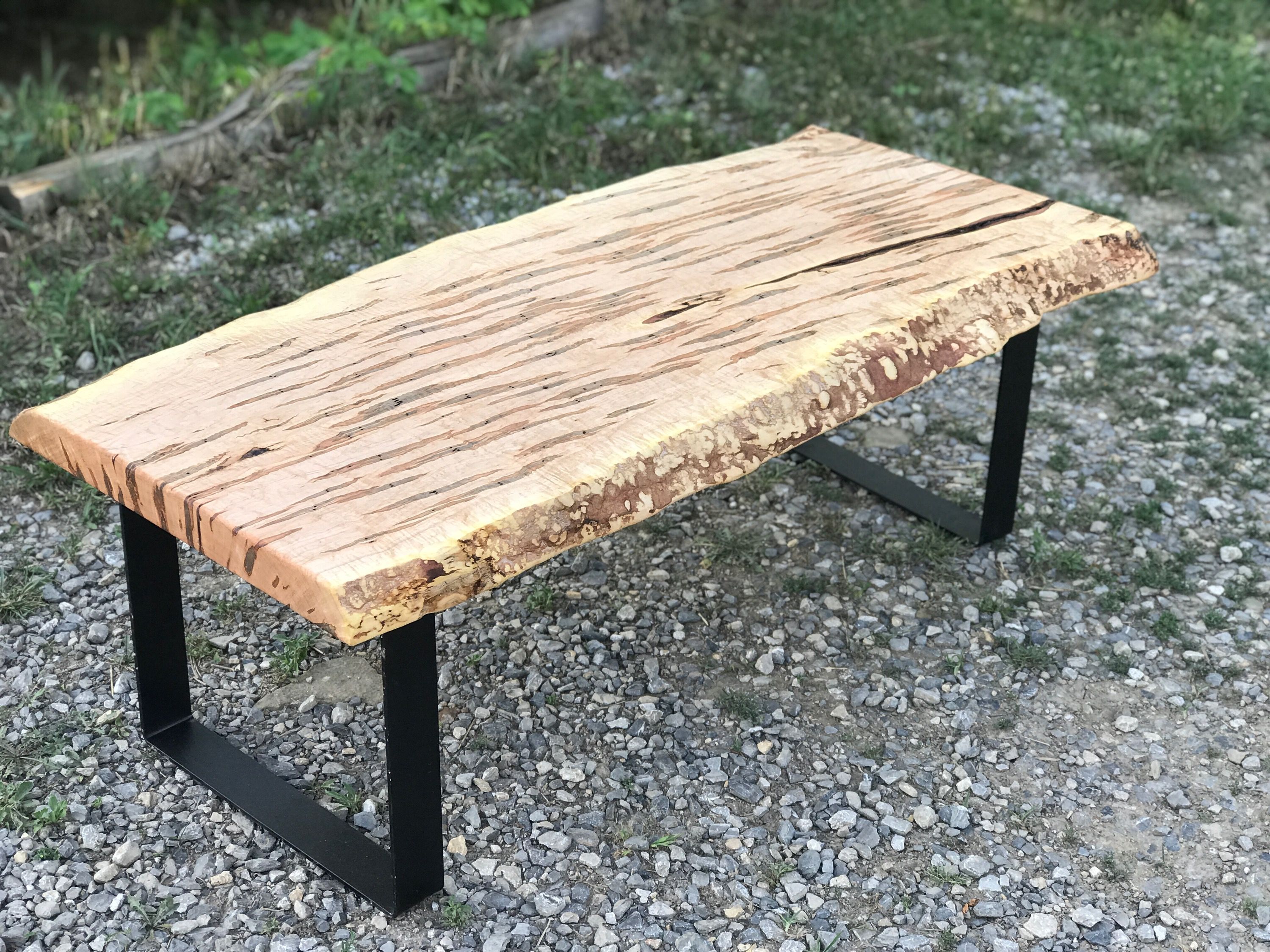 Buy Hand Made Live Edge Ambrosia Maple Coffee Table, made to order from