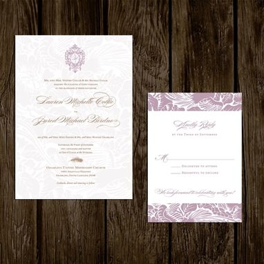 Custom Made Purple Monogram Wedding Invitations