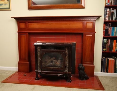 Custom Made Federal Style Fireplace Surround - In Cherry With Complex Antiqued Finish