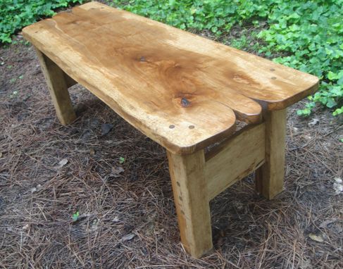Custom Made Table Or Bench In Solid Pecan With Live Edges And Hand Rubbed Tung Oil Finish