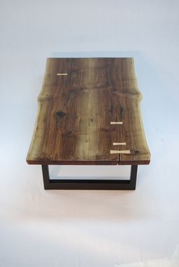 Custom Made Walnut Slab With Maple Butterfly's Aurora Minimalist Coffee Table