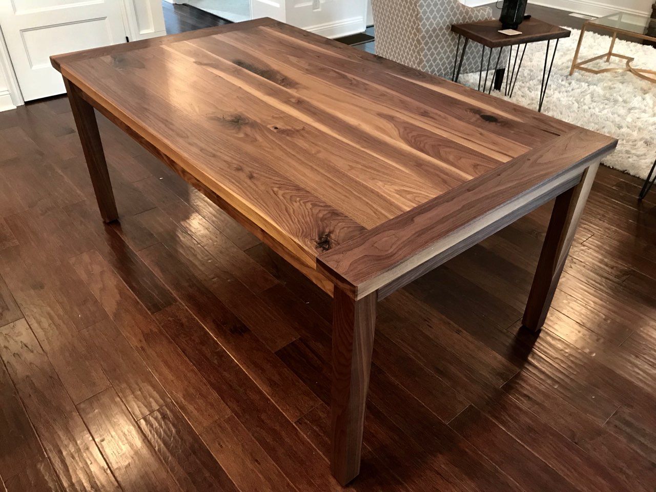 Hand Made Walnut Dining Table, Dining Table Made From Hardwood Flooring