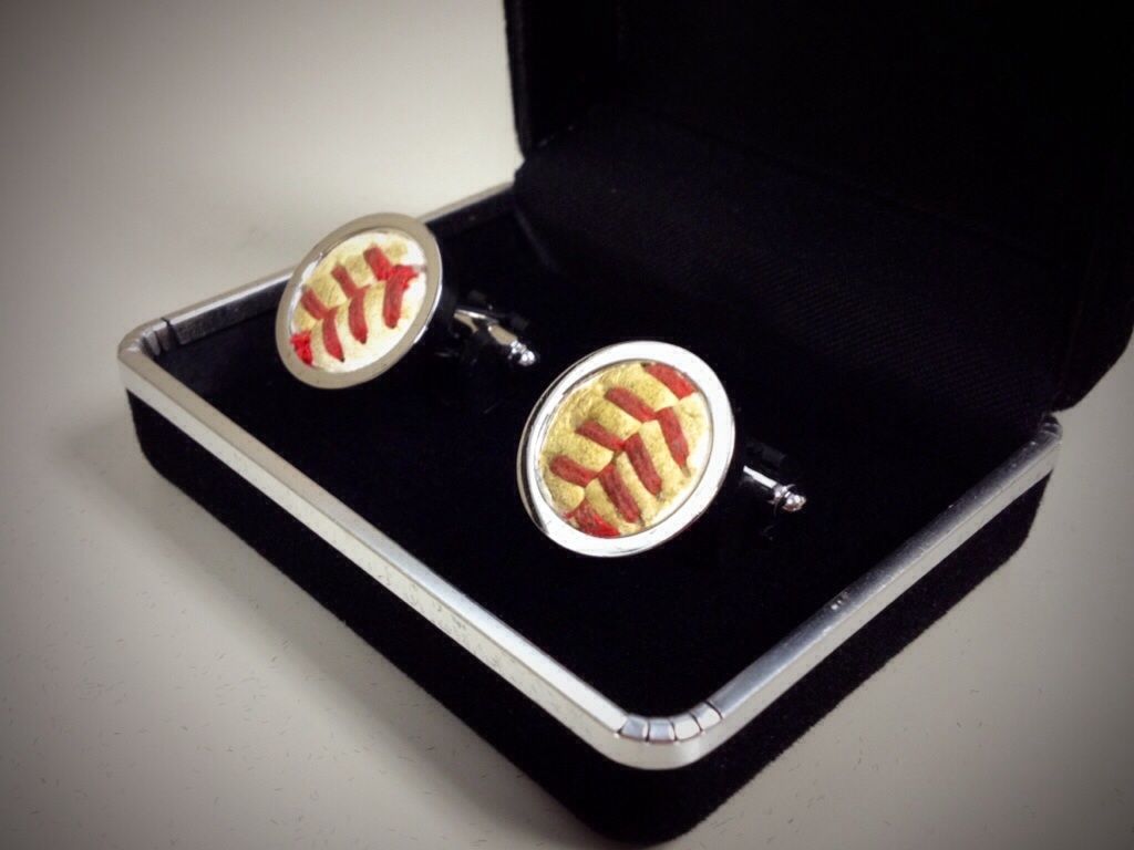 Buy Hand Crafted Baseball Seams Cufflinks Made With Actual Used Baseballs, made to order from