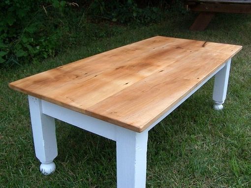 Custom Made Farm Style Coffee Table With Painted Base