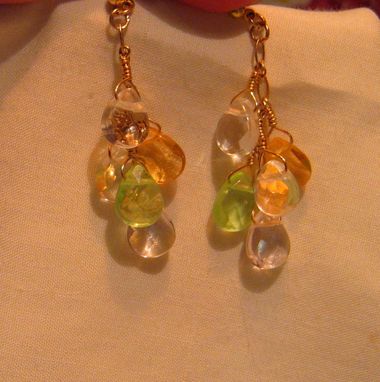 Custom Made Multi-Color Teardrop Gold Chandelier Earrings