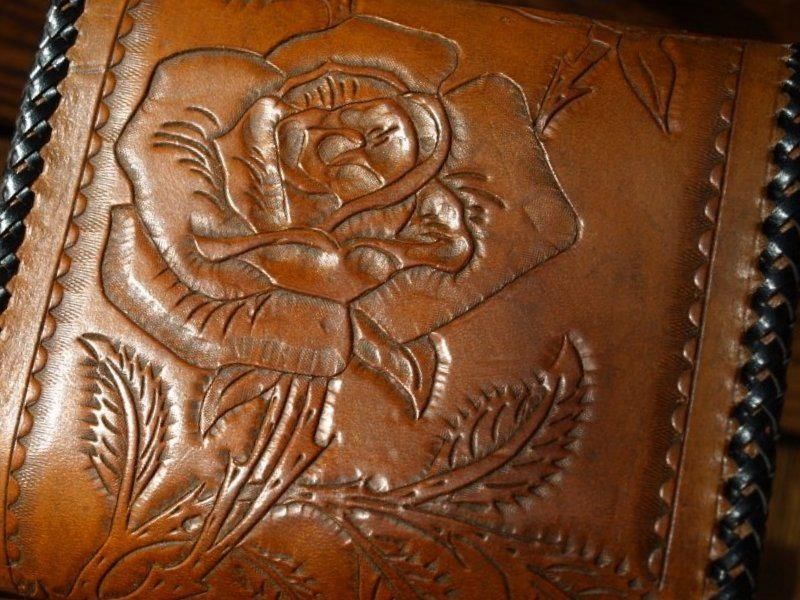Hand Made Leather Hand Tooled Playing Cards Case by Gifts from the