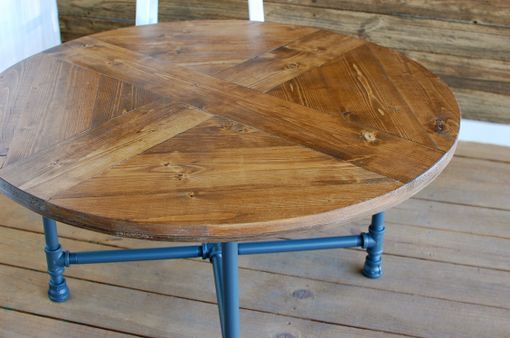 Custom Made Custom Rustic Wood Coffee Table With Industrial Pipe Legs