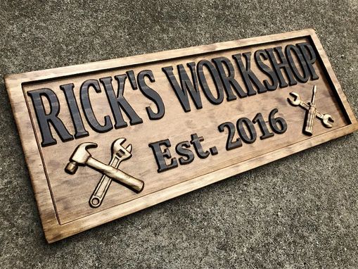 Custom Made Garage Sign Wooden Shop Sign Personalized Man Birthday Fathers Day