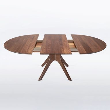 Custom Made Round Dining Table With Mid Century Modern Pedestal Base "Kapok"