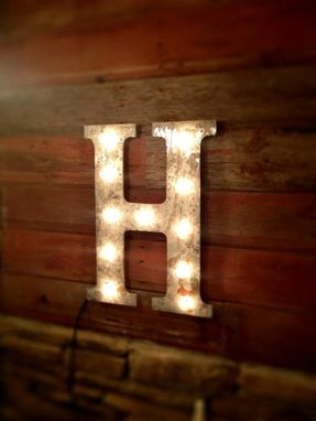Custom Made Industrial Letter Wall Hanging Metal Letter Light Fixture 18 Inch Tall