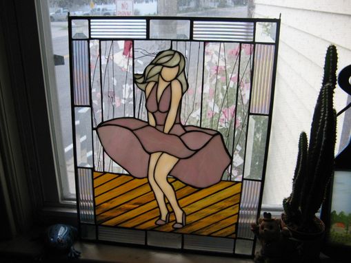 Custom Made Stained Glass Panel With Iridized Marilyn Monroe Image