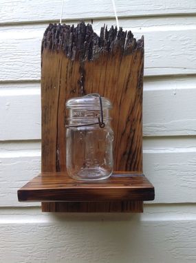 Custom Made Reclaimed Wood Shelf With Featured Nautilus String Art: Rustic Home Decor