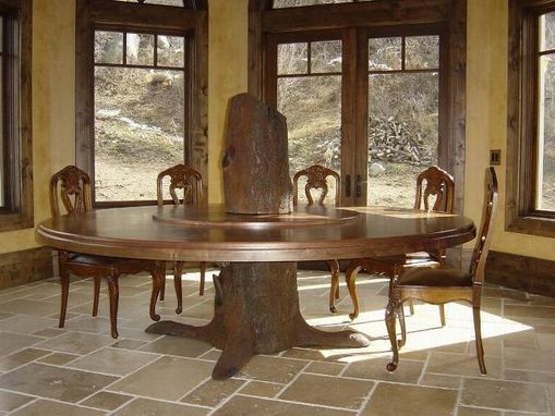 Custom Made Tree Trunk Dining Table, Fabricated Metal Sculpture