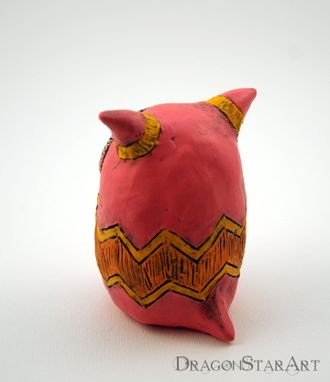 Custom Made Clay Monster Sculpture Tangerine Pink And Yellow
