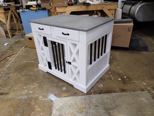 Custom Made Single Dog Den W/ Storage Drawer And Swing Door | Custom Dog Kennel | Dog House