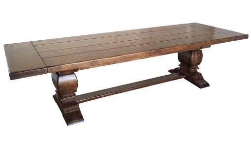 Custom Made Rustic Alder Trestle Table And Bench Set