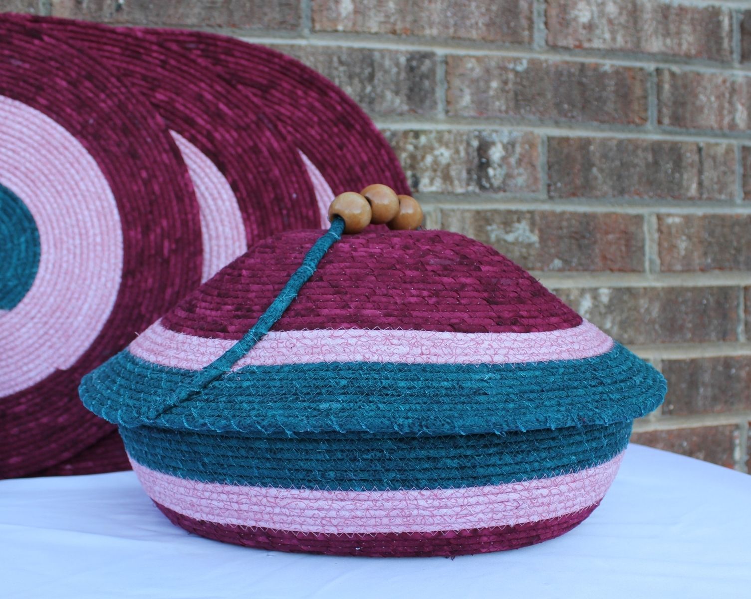 Custom Fabric Placemat Set With Matching Casserole Dish Oval by