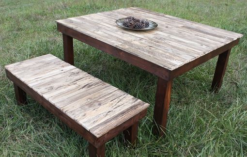 Custom Made Farmhouse Dining Table And Bench