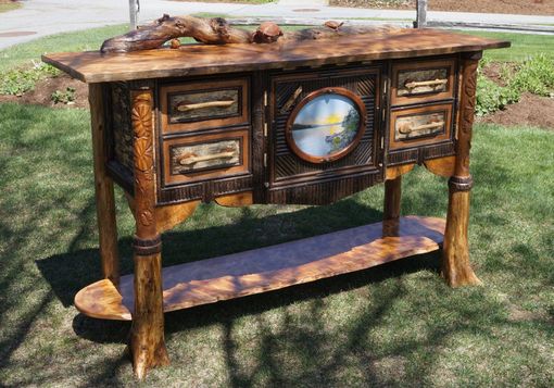 Custom Made Adirondack Aquatic Themed Sideboard