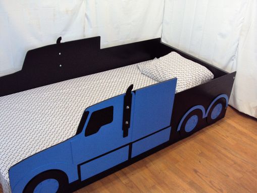 Custom Made Semi-Tractor Truck Twin Kids Bed Frame - Handcrafted - Truck Themed Children's Bedroom Furniture